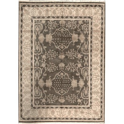 Oriental Hand-Knotted 8'7" x 11'11" Wool Gray/Ivory Area Rug - Image 0