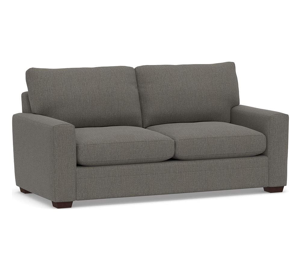 Pearce Modern Square Arm Upholstered Grand Sofa 84" Down Blend Wrapped Cushions, Chenille Basketweave Charcoal - Image 0
