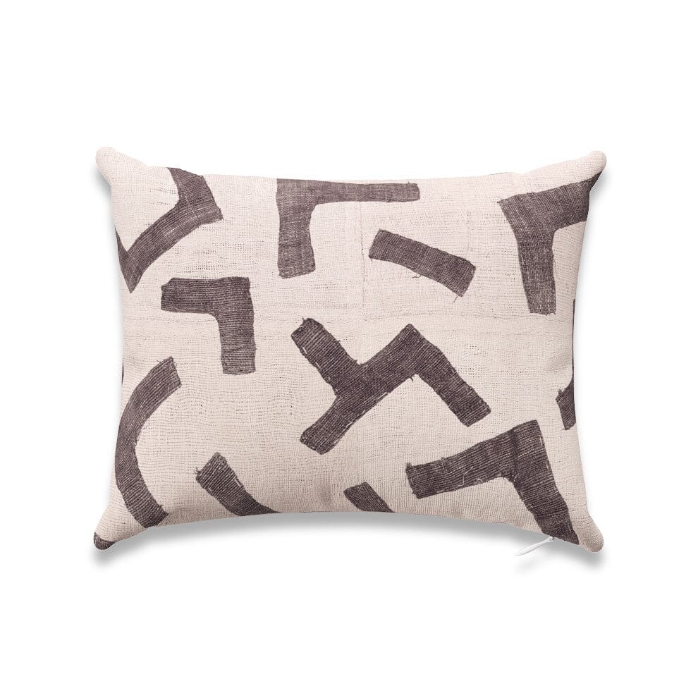 Ecru Figures Kuba Cloth Outdoor Pillow by St. Frank | White | 18" W x 18" H | Polyester - Image 2