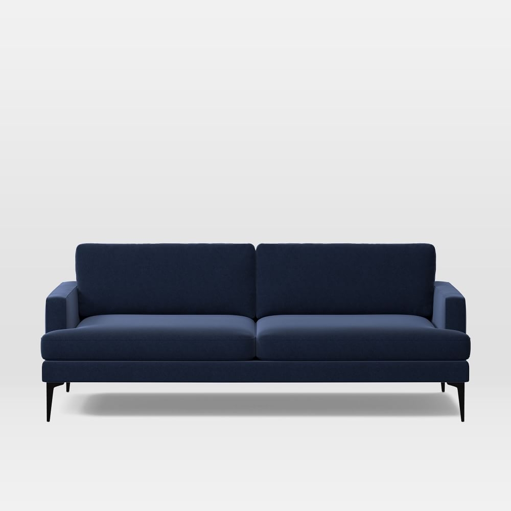 Andes 86" Multi-Seat Sofa, Standard Depth, Performance Velvet, Ink Blue, Dark Pewter - Image 0