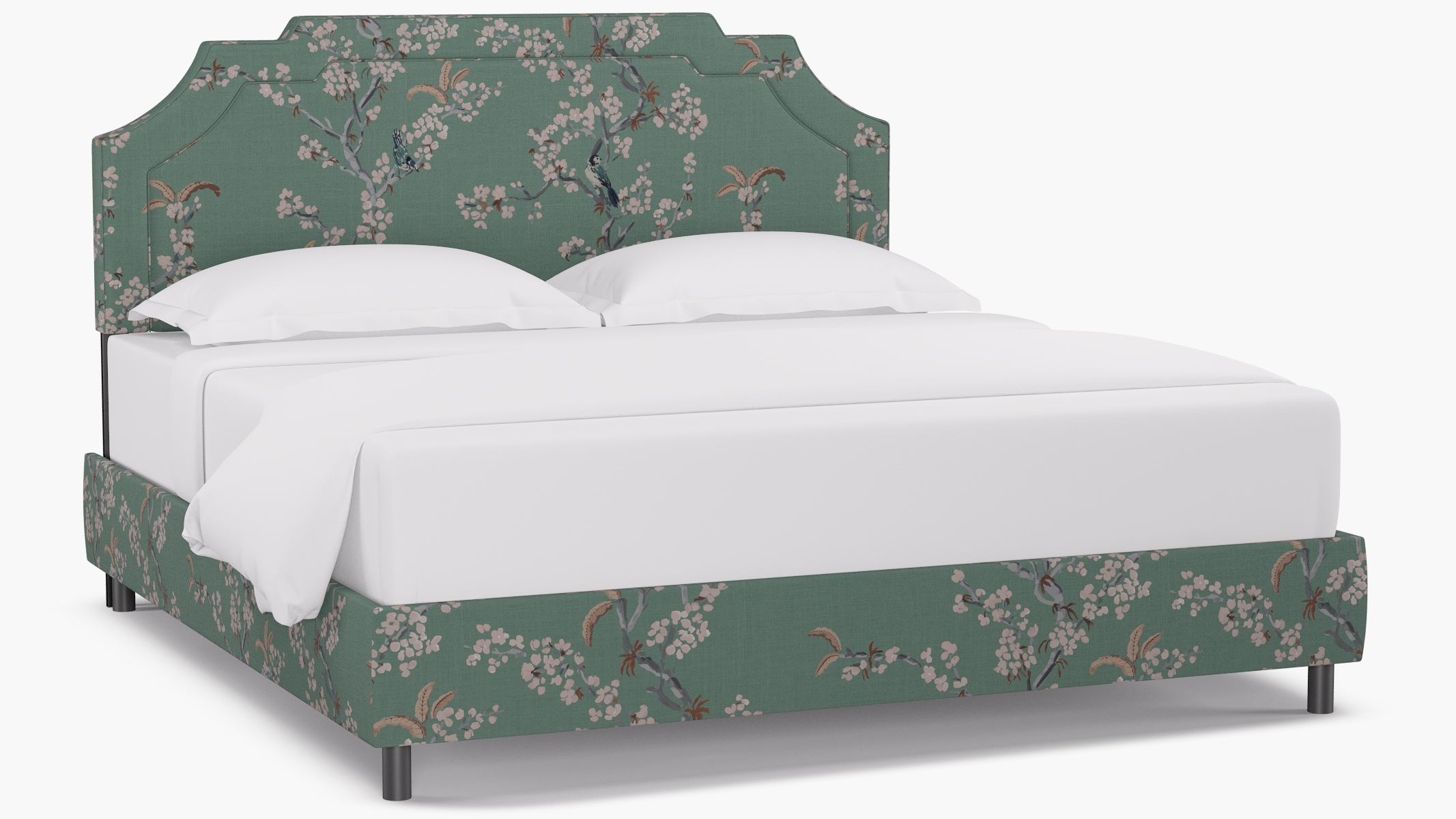 Art Deco Bed, Mint Cherry Blossom, King - Image 0