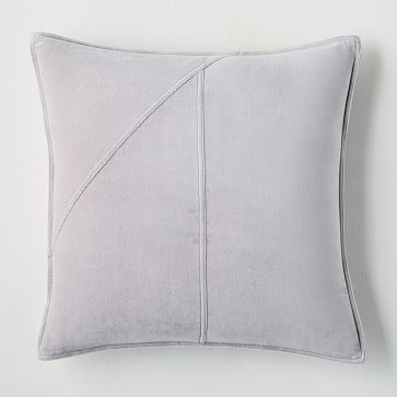 Washed Cotton Velvet Pillow Cover, 18"x18", Stone Gray - Image 0