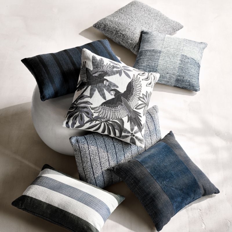 Sunbrella ® Flashy Stripe 24"x16" Deep Indigo Outdoor Throw Pillow - Image 3