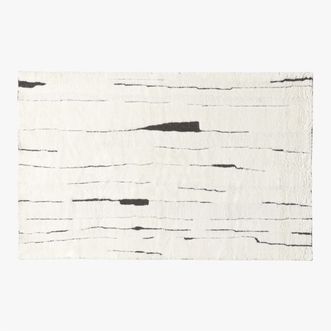 Carana Hand-Knotted Black and White New Zealand Wool Area Rug 5'x8' - Image 0