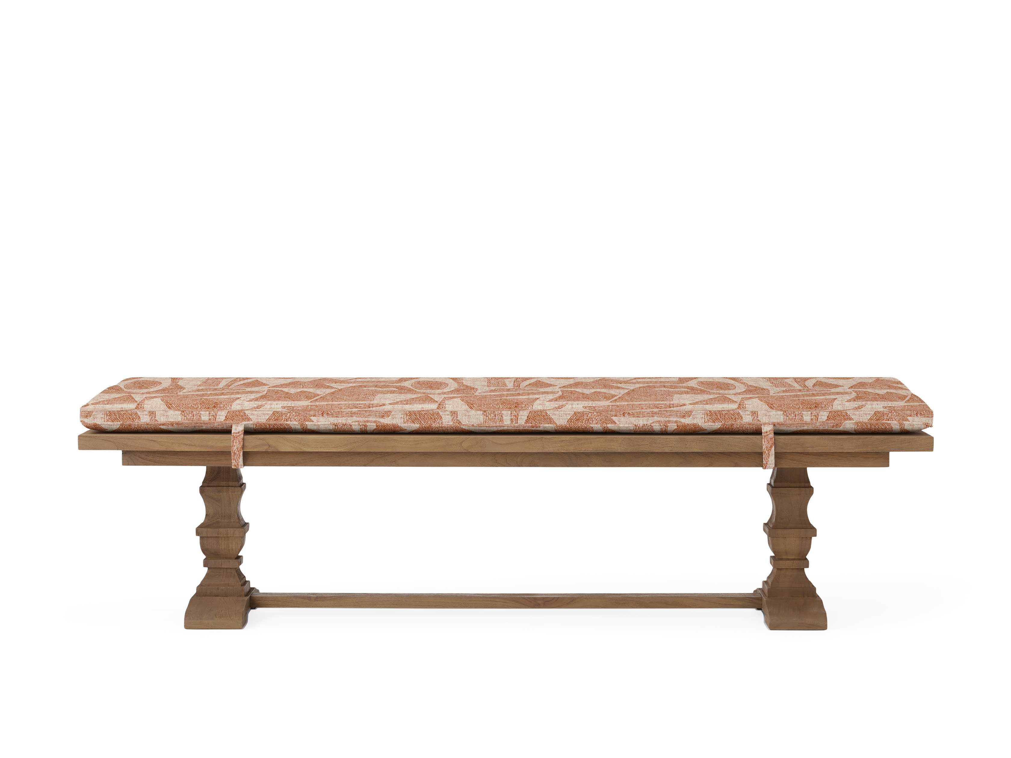 Hamptons Outdoor Dining Bench with Cushion in All Weather Wicker Natural  Aman Terra/80" - Image 0