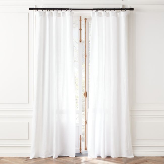 White EUROPEAN FLAX™-Certified Linen Window Curtain Panel 48''x84'' - Image 0