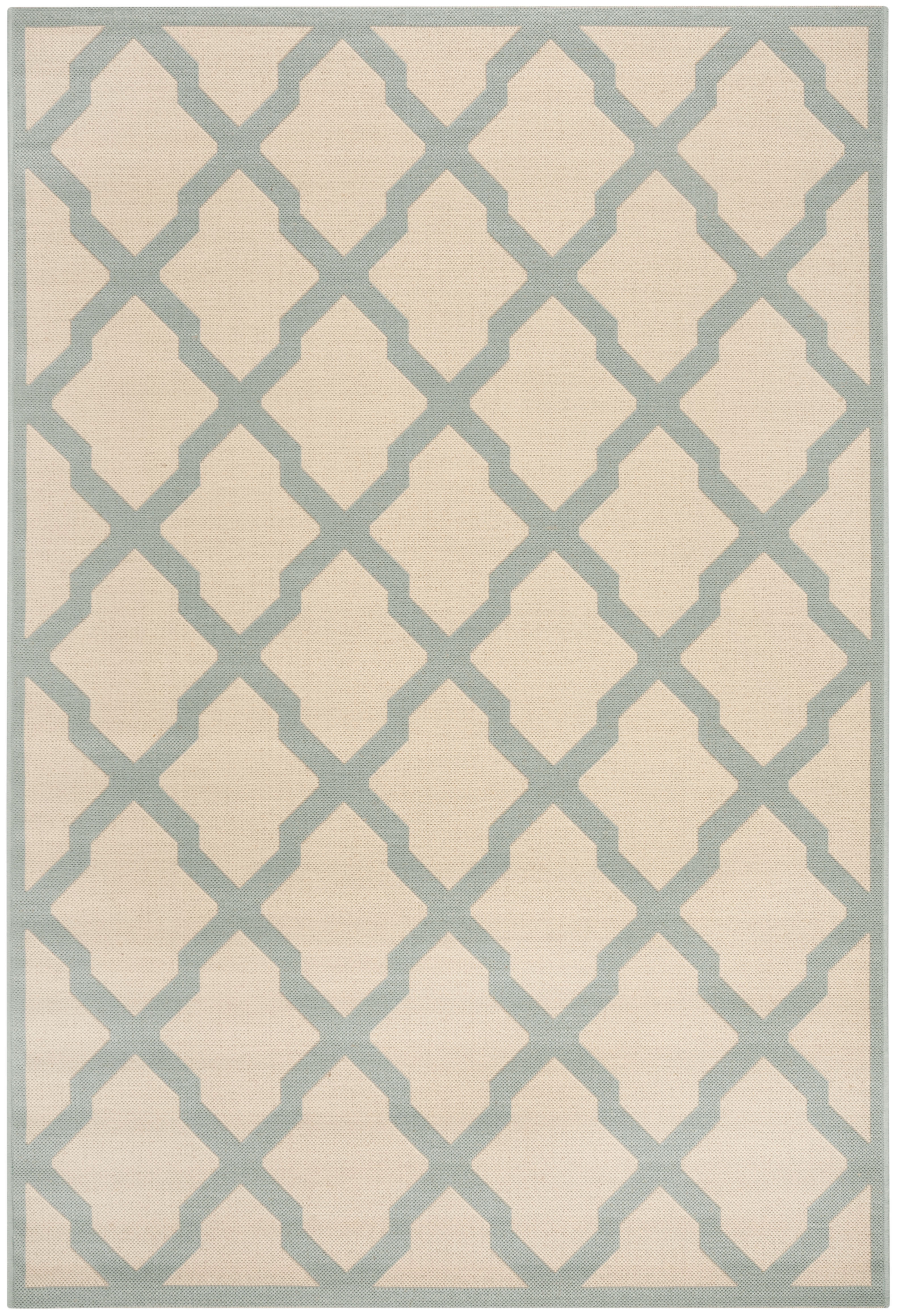 Arlo Home Indoor/Outdoor Woven Area Rug, LND122L, Cream/Aqua,  5' 1" X 7' 6" - Image 0