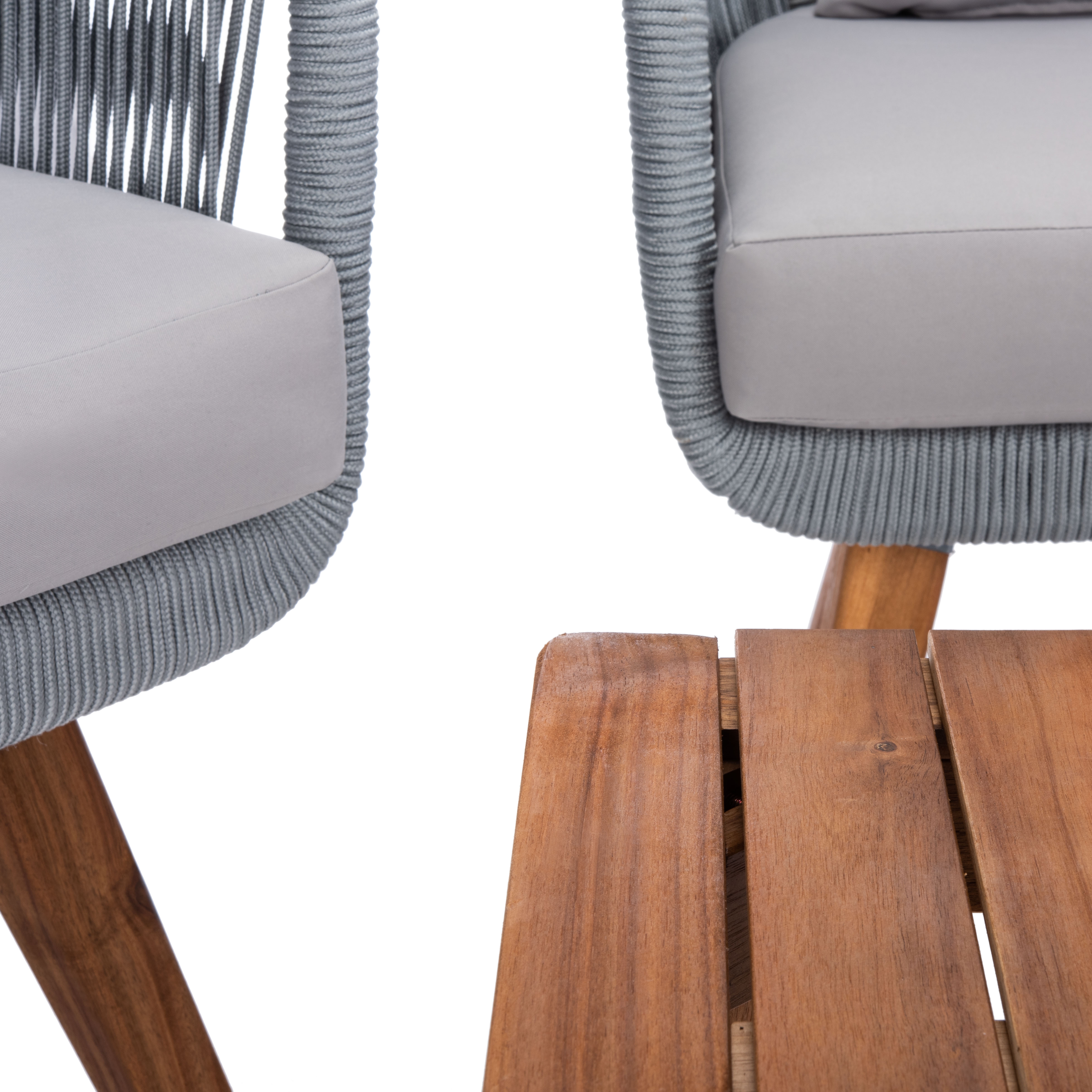 Prester 4 Piece Living Set - Grey Rope/ Grey Cushion/Natural Legs - Safavieh - Image 2