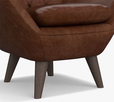 Wells Leather Petite Armchair, Polyester Wrapped Cushions, Performance Carbon - Image 2