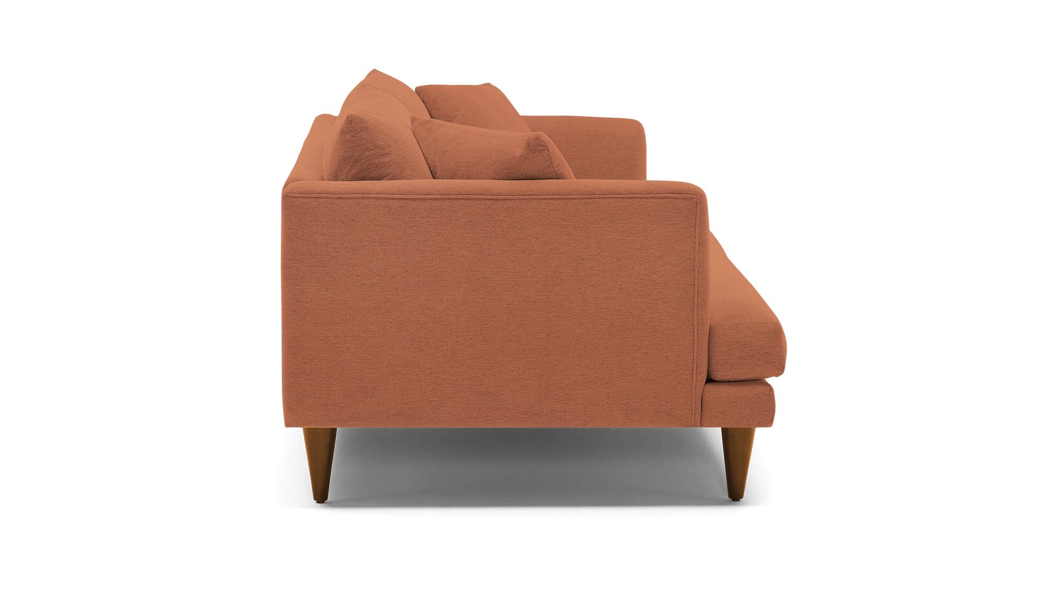 Orange Lewis Mid Century Modern Sofa - Plush Terra Rose - Mocha - Cone - Image 2