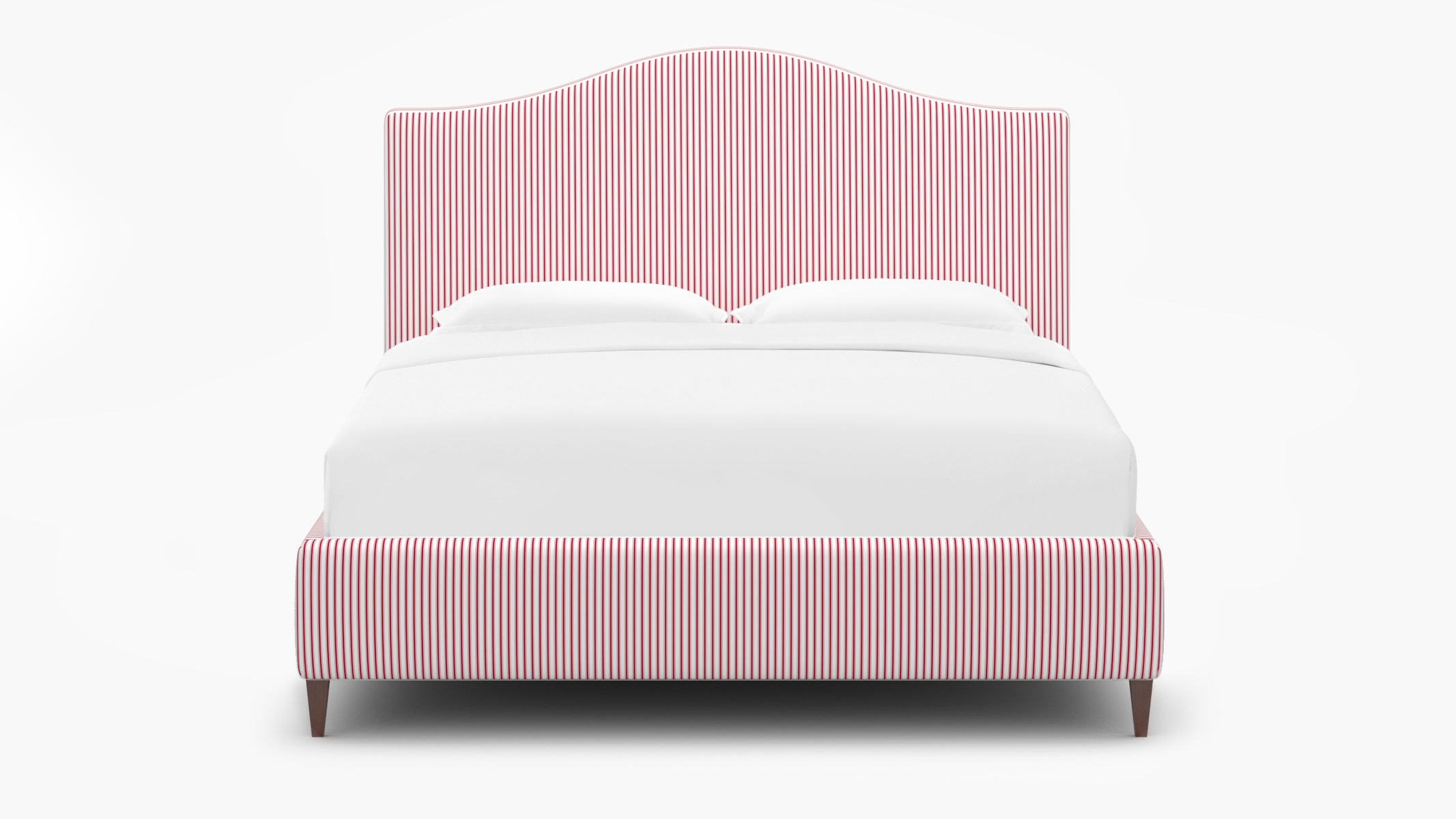 Camelback Bed, Red Classic Ticking Stripe, Walnut Square Tapered Leg, Full - Image 0