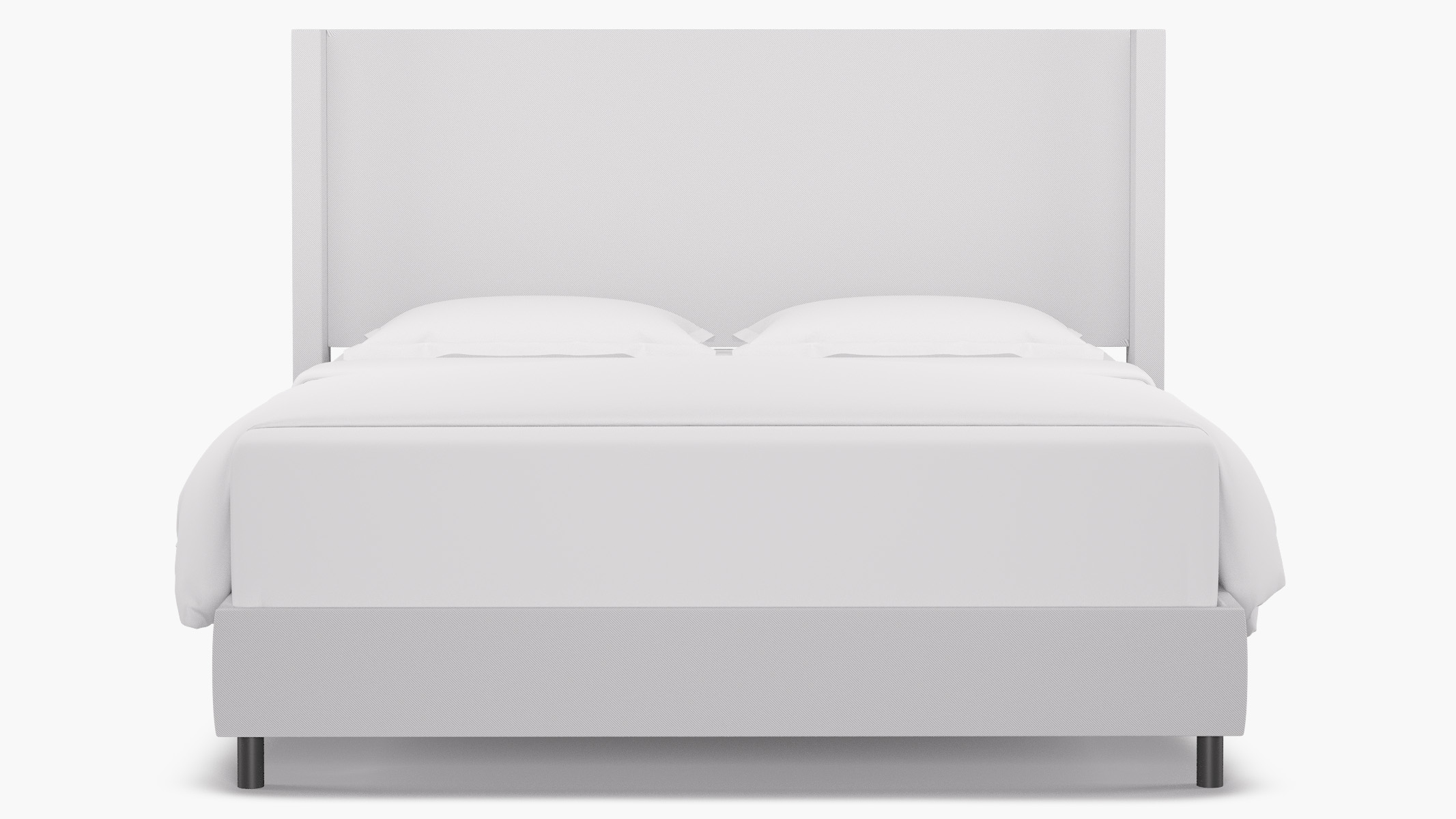 Modern Wingback Bed, White Twill, King - Image 0
