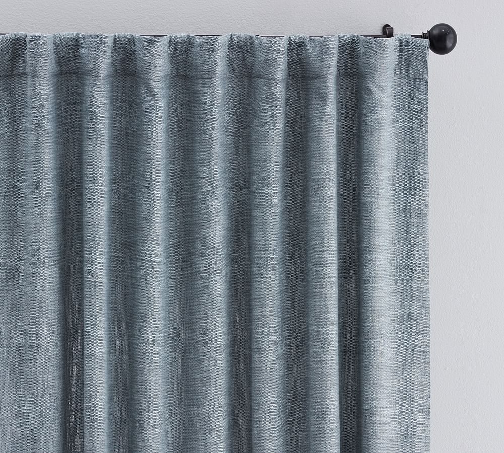 Seaton Textured Cotton Rod Pocket Blackout Curtain, 50 x 96", Chambray Blue - Image 0