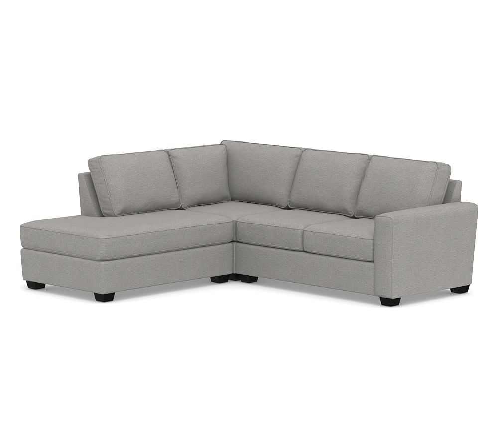 SoMa Fremont Square Arm Upholstered Right 3-Piece Bumper Sectional, Polyester Wrapped Cushions, Performance Heathered Basketweave Platinum - Image 0