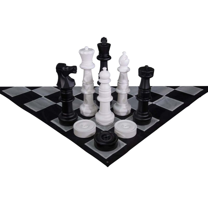 MegaChess Giant Chess Set With Checkers and Quick-fold Nylon Mat - Image 0