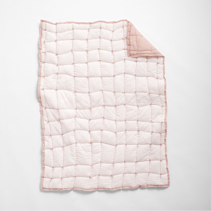 Wonky Grid Light Pink Crib Quilt - Image 5