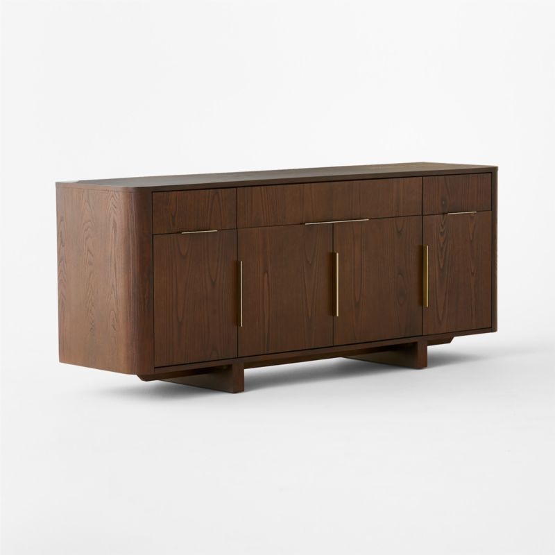 Tau 70" Brown Wood and Brass Credenza - Image 2