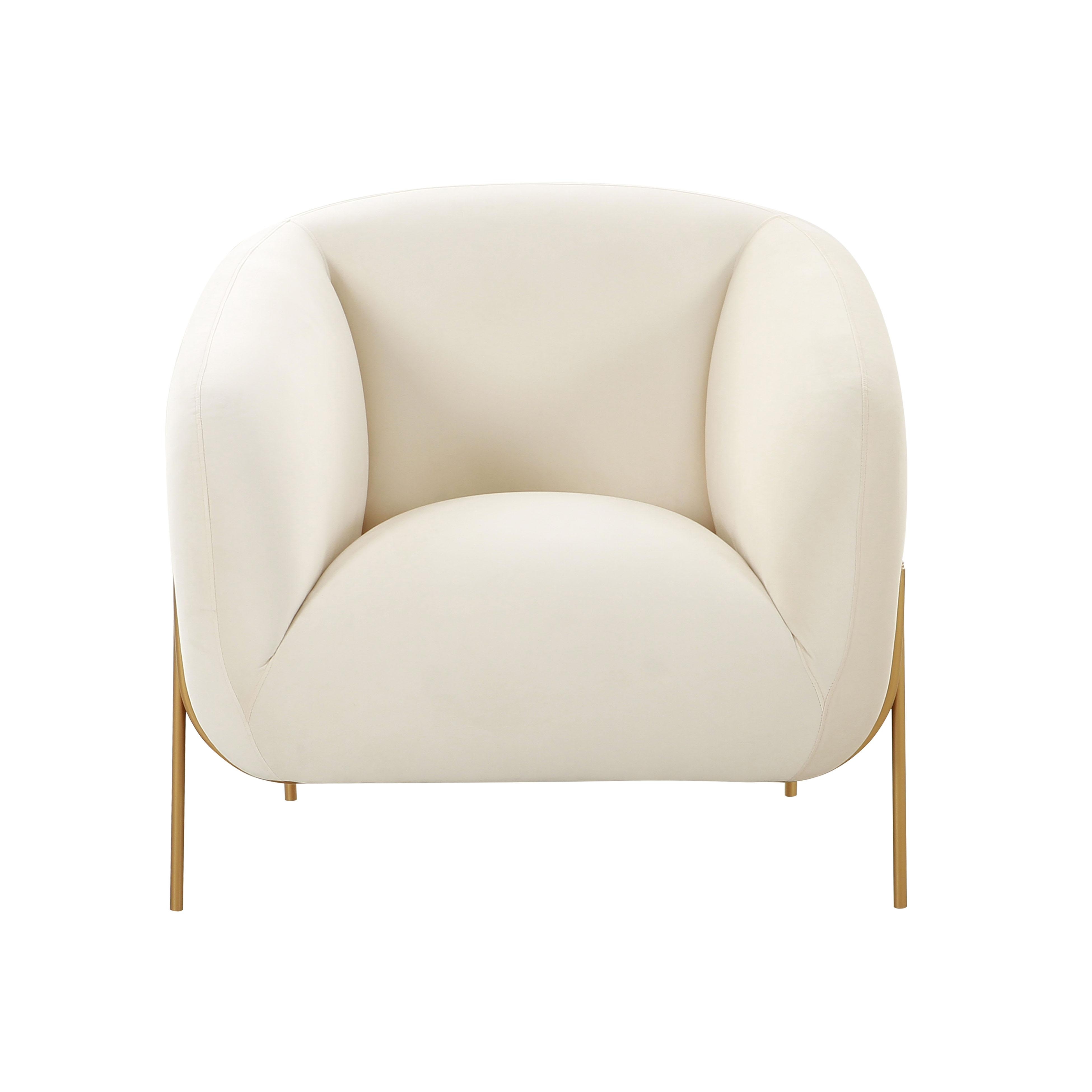 Kandra Cream Velvet Accent Chair - Image 1
