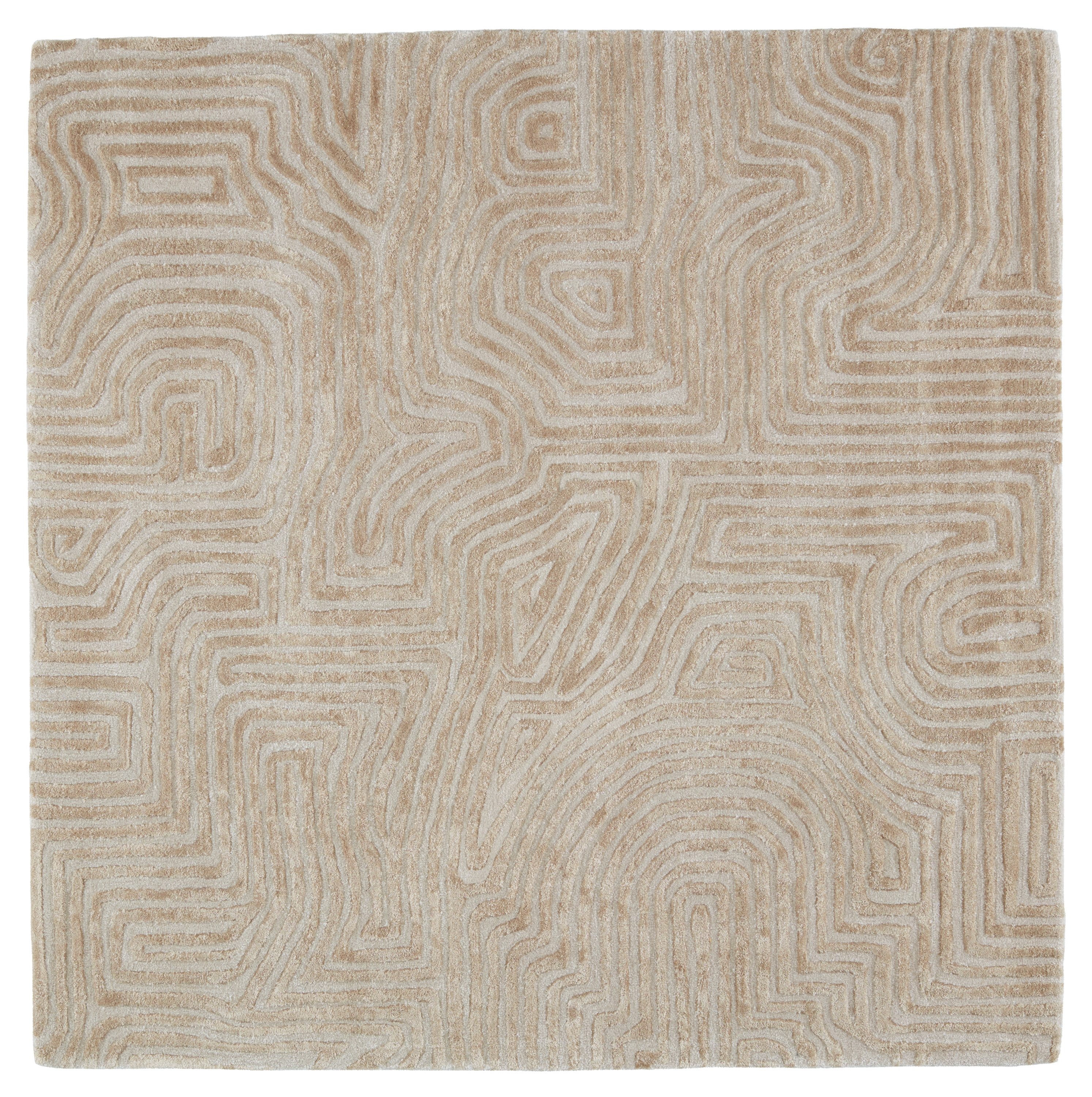 Impress Handmade Abstract Beige Square Area Rug (6') - Image 0