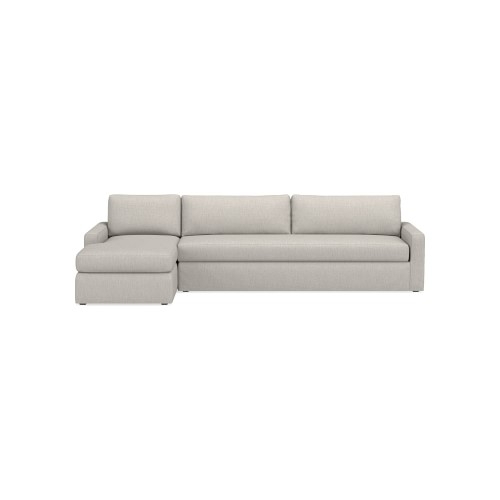 Ghent Sq Slipcovered L-2Pc L Sofa w/Chaise, Standard Cushion, Perennials Performance Melange Weave, Oyster, - Image 0