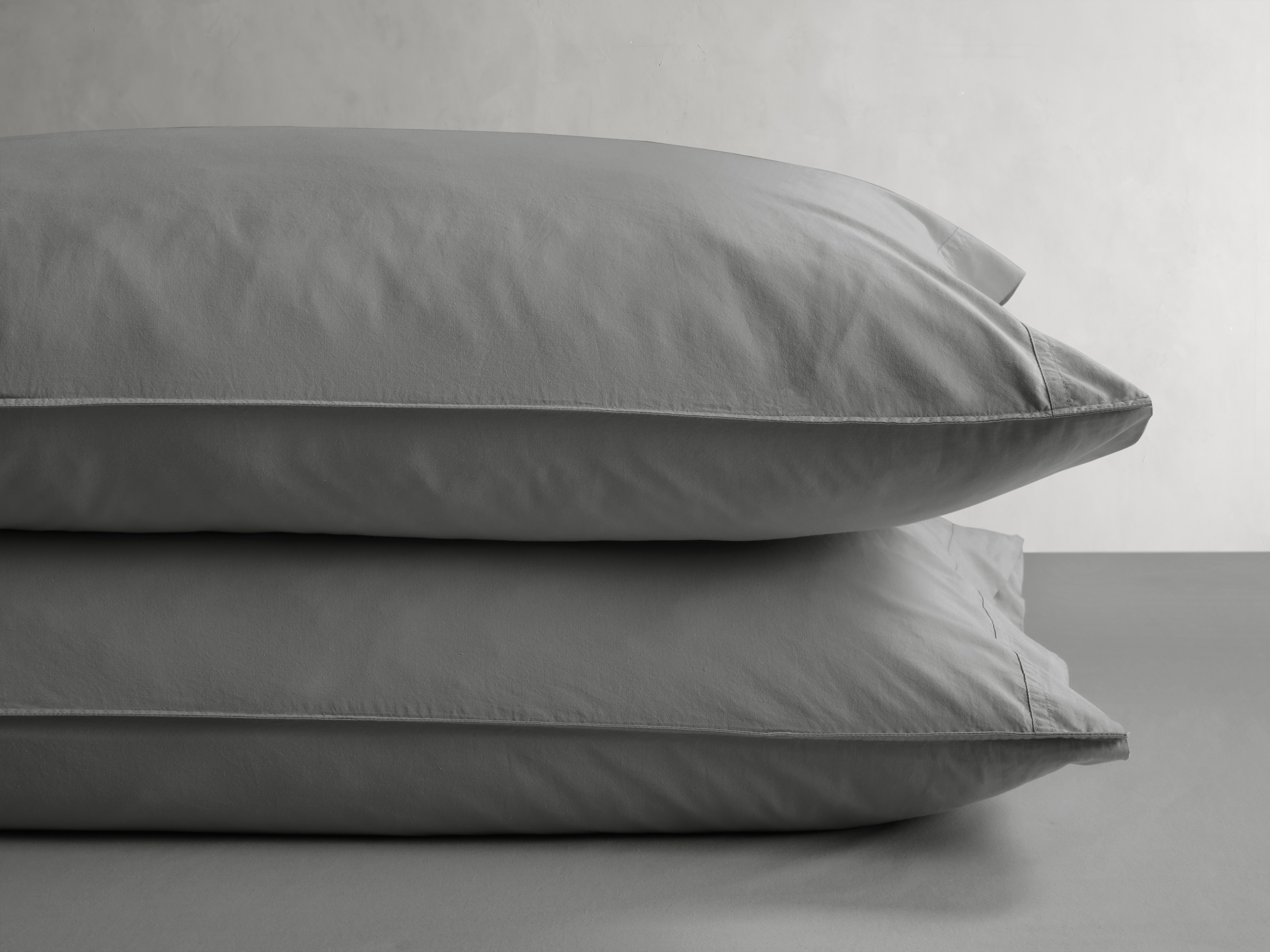 Italian Garment-Dyed Pillowcases (Set Of 2) Percale King in Gray - Image 0