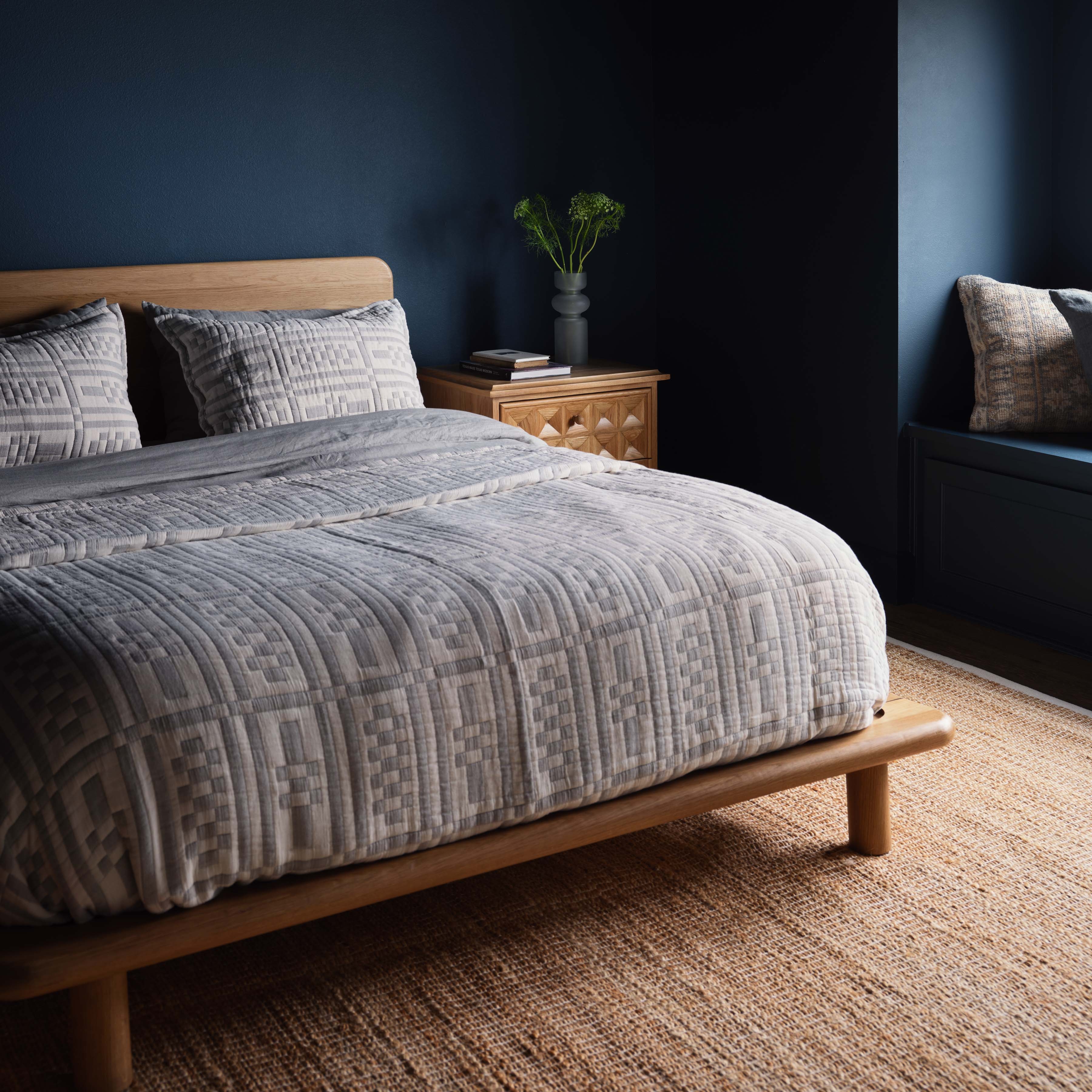 The Citizenry Alegria Organic Cotton Quilted Bed Blanket | Full/Queen | Sham Set | Stone Blue - Image 2