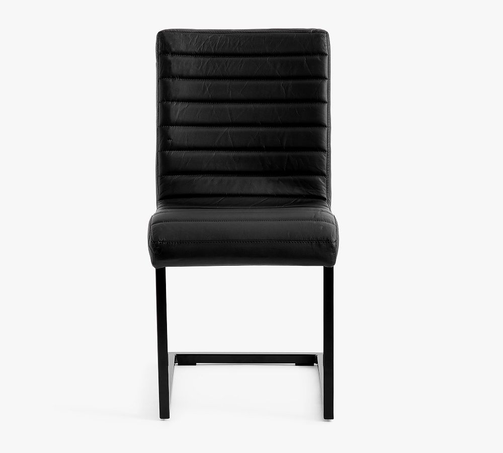 Sabina Armless Leather Desk Chair, Black - Image 0
