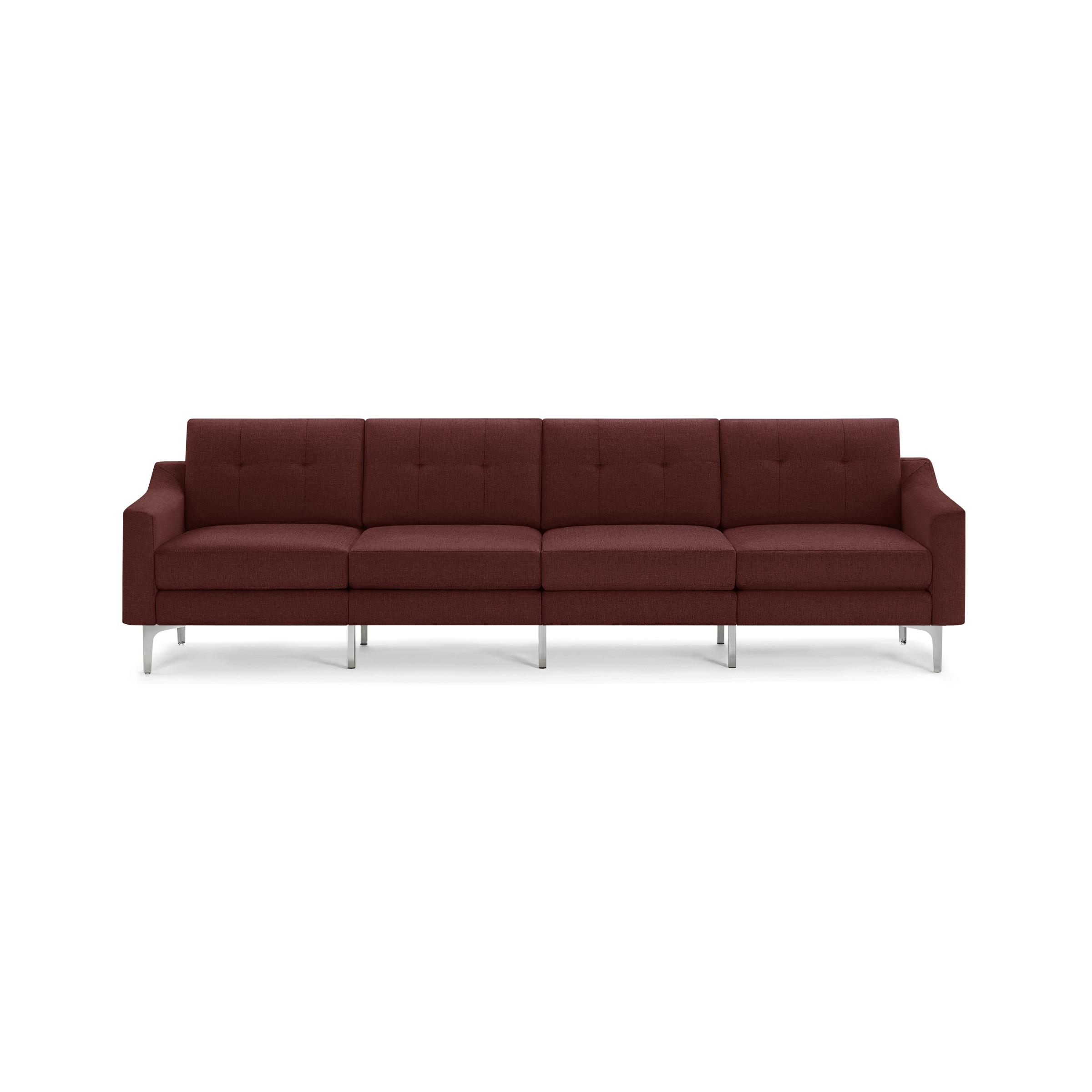 Nomad King Sofa - Brick Red - Performance Basketweave / Chrome - Metal / Arch - Image 0
