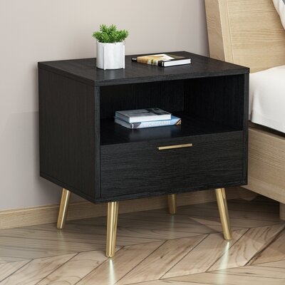 1 - Drawer Nightstand in Black - Image 0