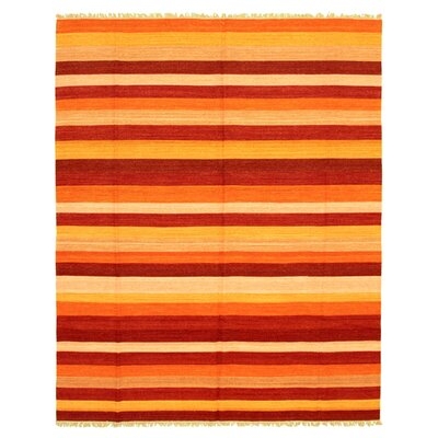 One-of-a-Kind Hand-Knotted New Age 7'10" x 9'10" Wool Area Rug in Red/Orange/Beige - Image 0