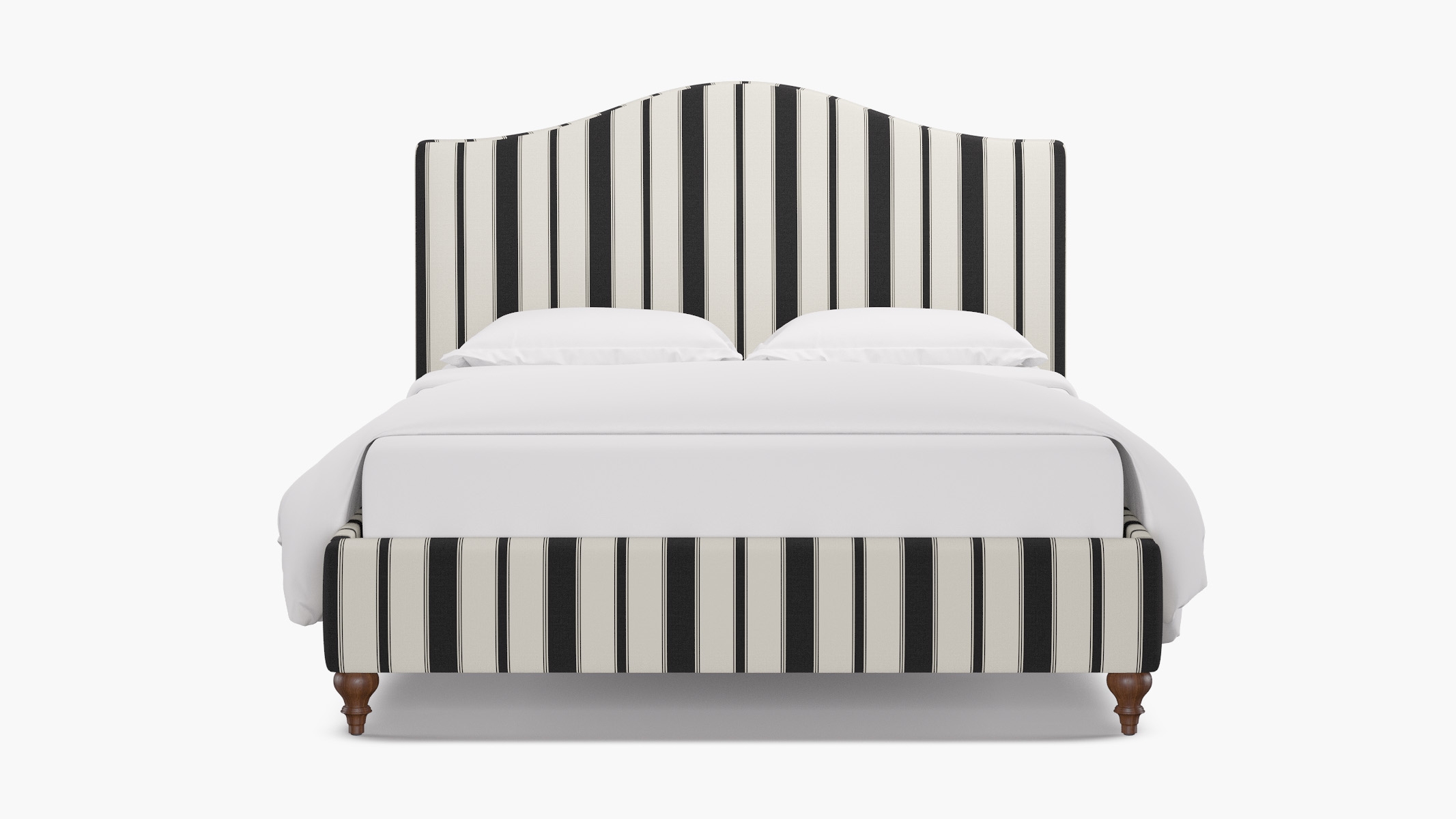 Camelback Bed, Ink Clarence Stripe, Walnut Traditional Turned Leg, Twin - Image 0