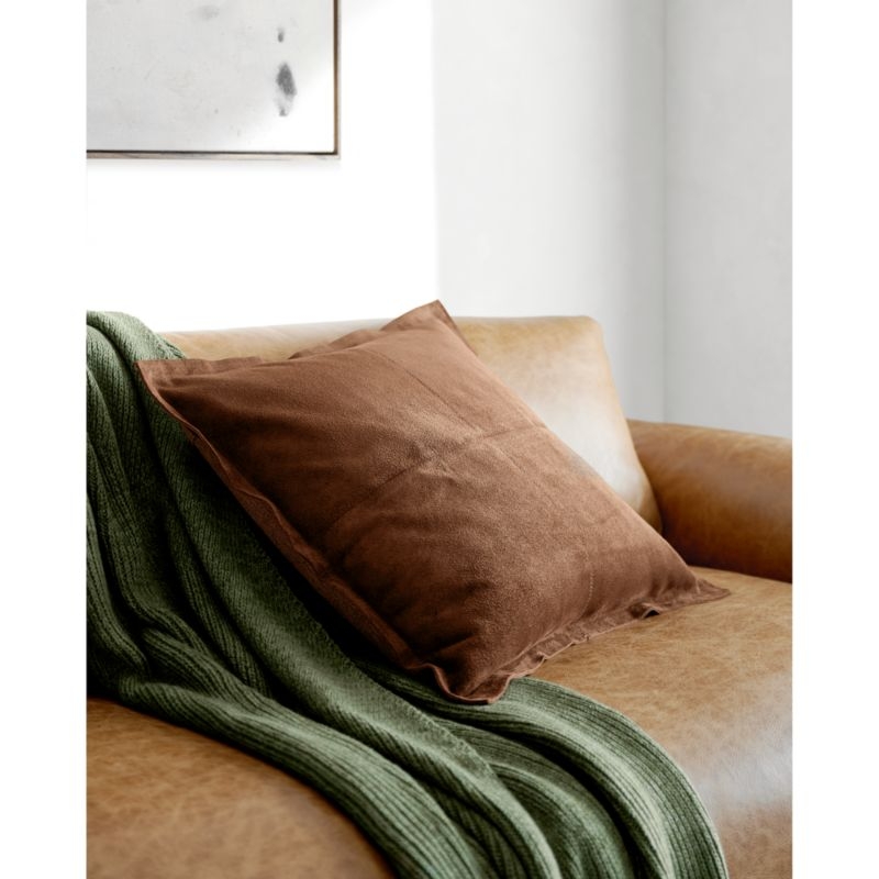 Hyde Pieced Suede 23x23 Brown Throw Pillow Cover - Image 4