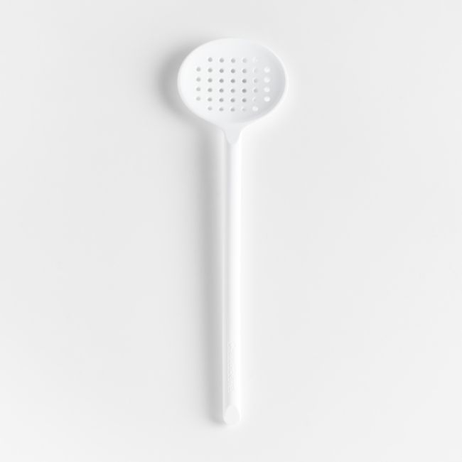 Crate & Barrel White Silicone Slotted Spoon - Image 0