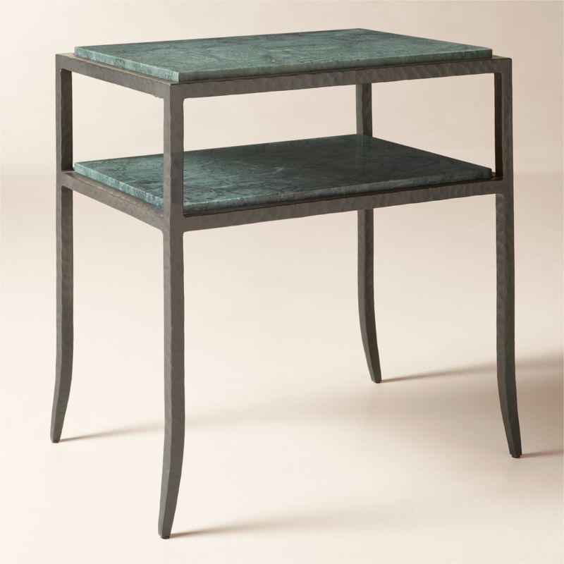 Sergio Green Marble and Iron Side Table - Image 2