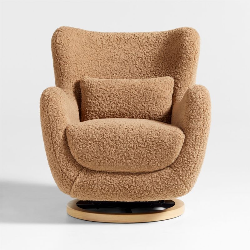 Babyletto x Nursery Works Solstice Brown Shearling Nursery Glider Chair - Image 1