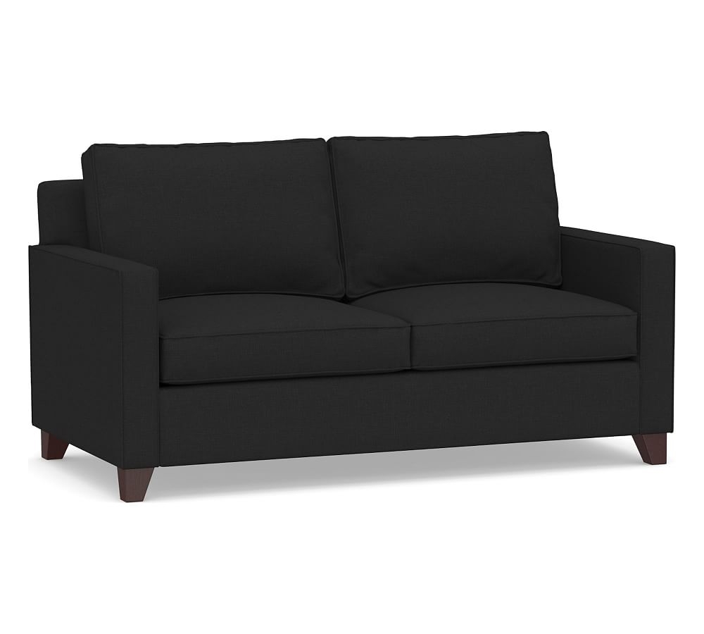 Cameron Square Arm Upholstered Full Sleeper Sofa with Memory Foam Mattress, Polyester Wrapped Cushions, Textured Basketweave Black - Image 0