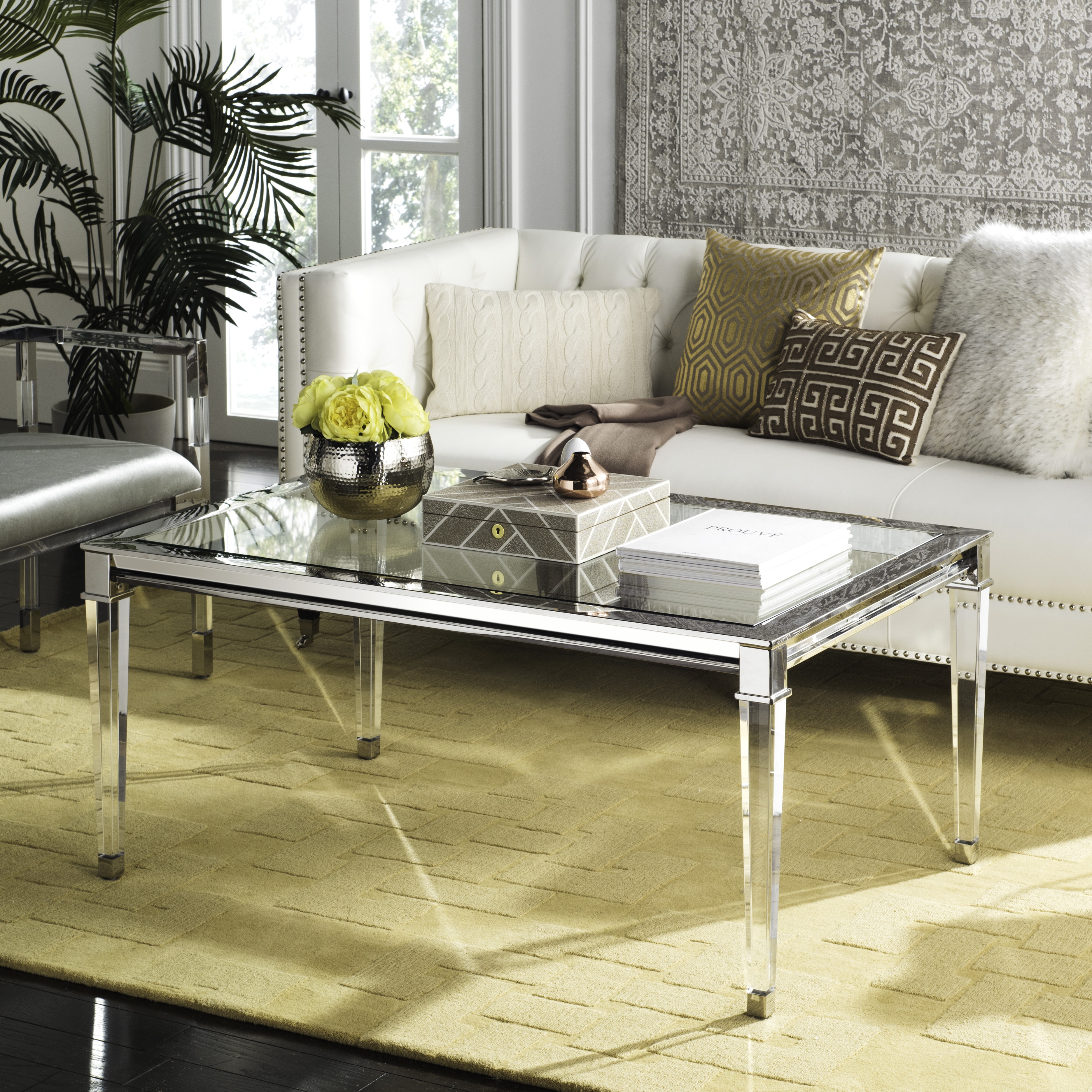 Charleston Acrylic Coffee Table - Silver - Arlo Home - Image 2