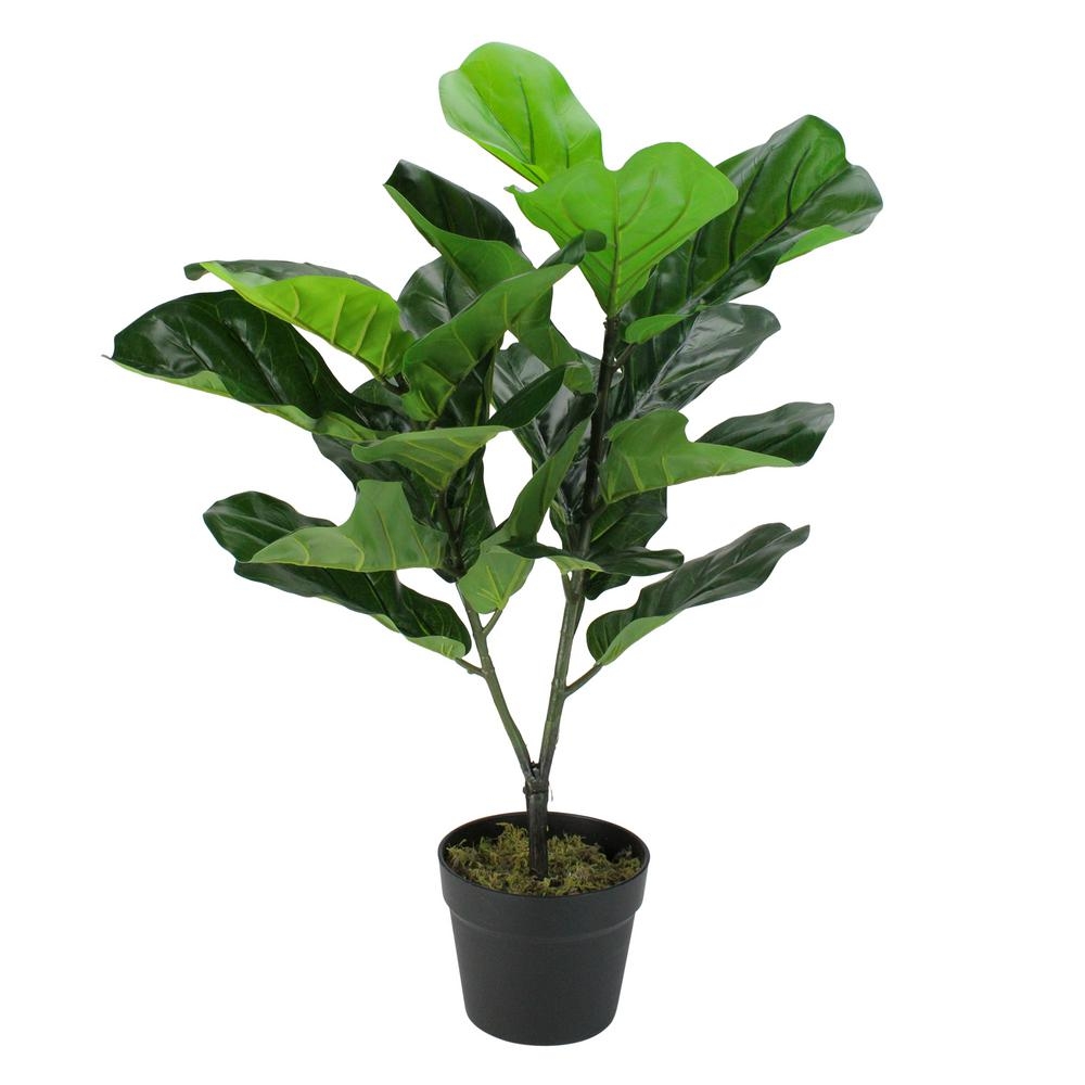 Northlight 29 in. Dark Green Artificial Fiddle Leaf Fig Potted Plant - Image 0