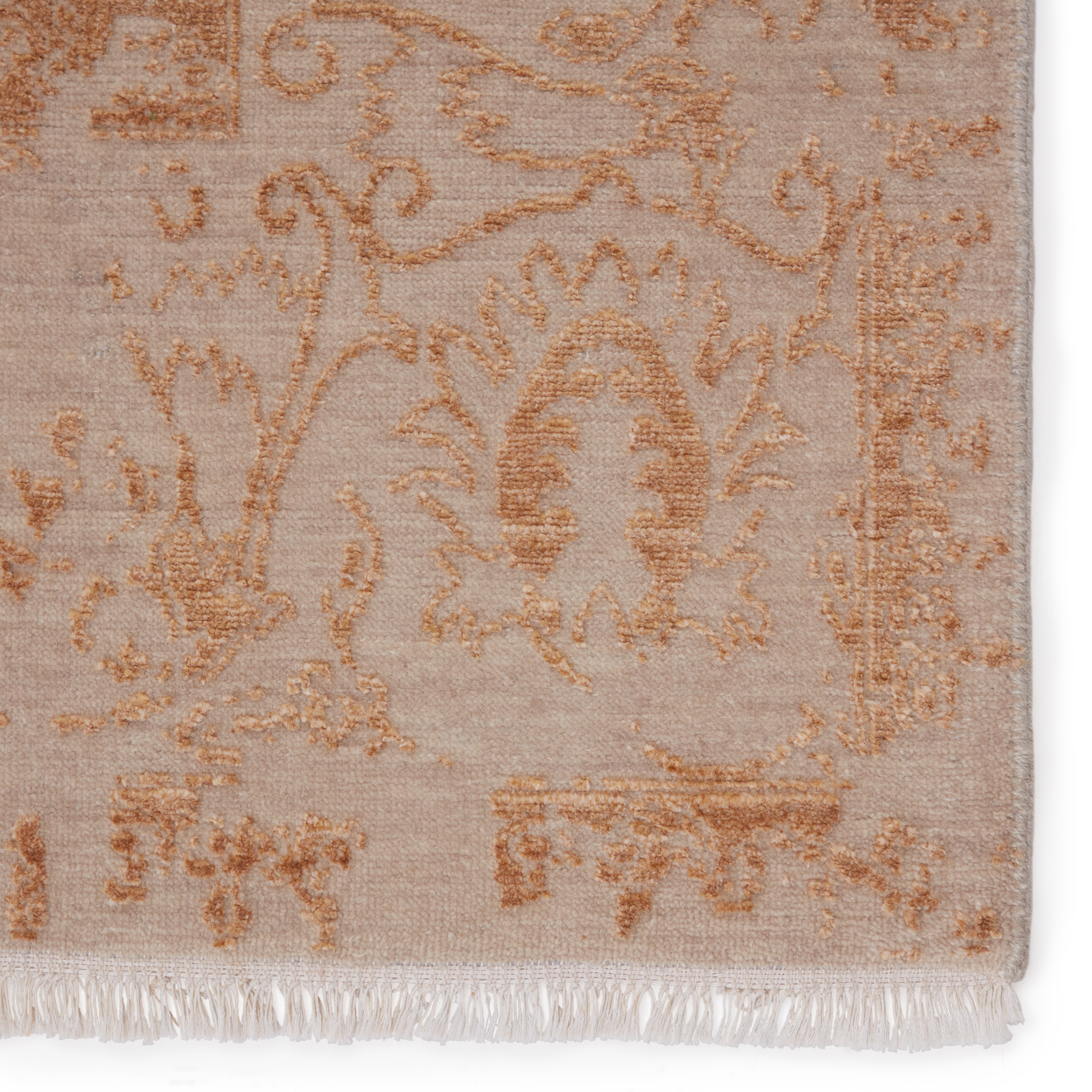 Minett Hand-Knotted Floral Gold/ Light Gray Area Rug (9'X12') - Image 3