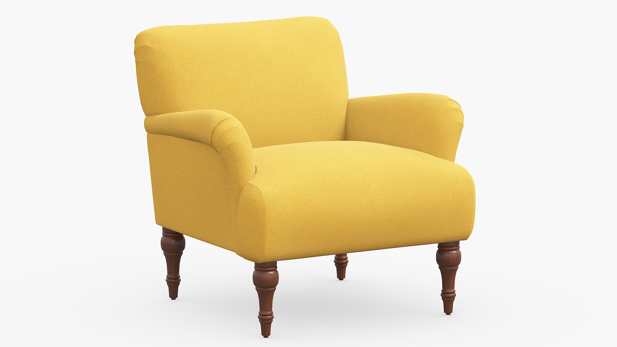 Traditional Accent Chair, French Yellow Everyday Linen, Espresso - Image 0