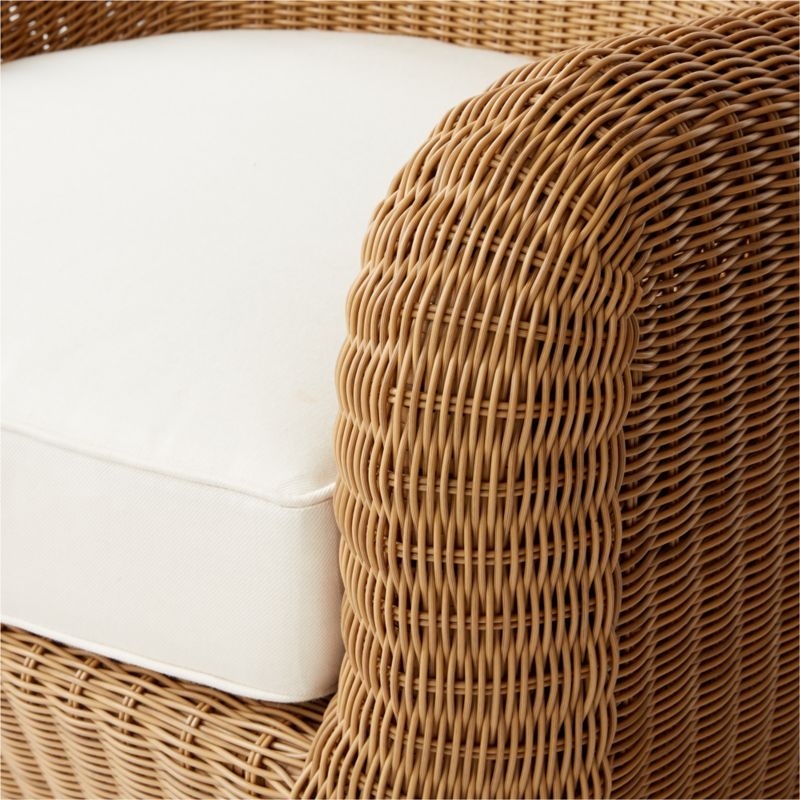 Bacio Light Brown All-Weather Rattan Outdoor Lounge Chair with White Sunbrella® Cushions - Image 6