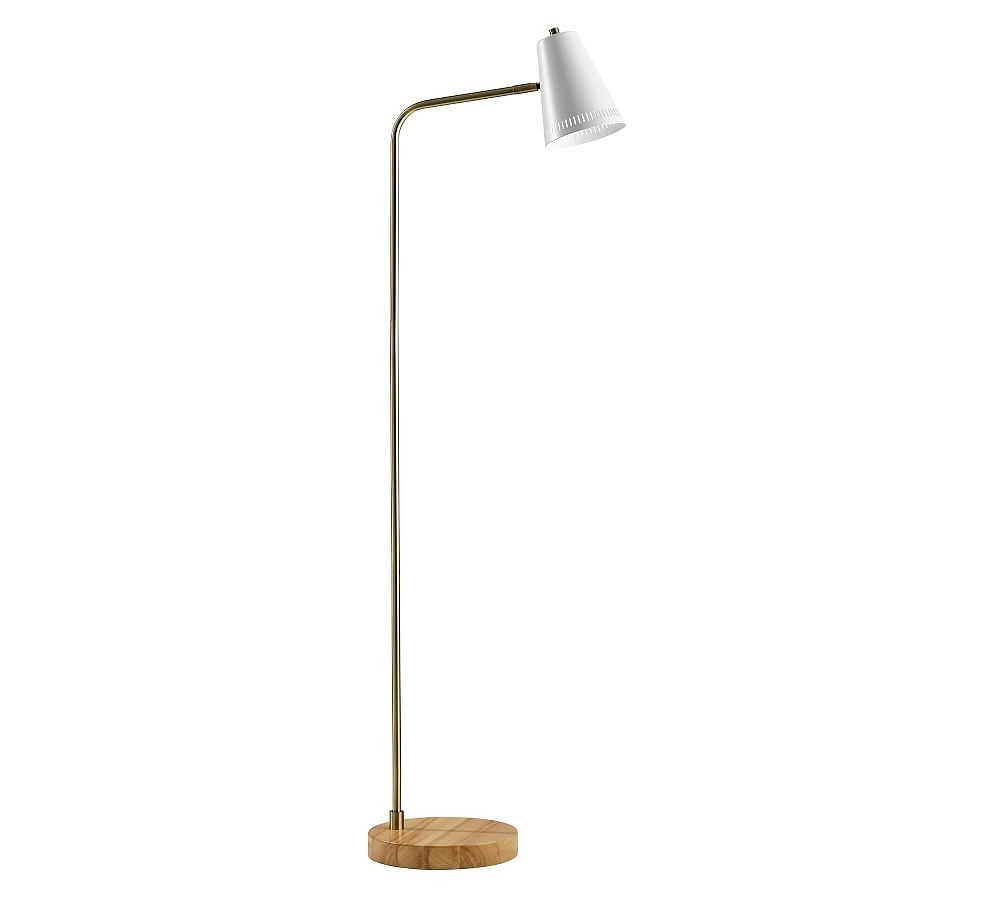 Weatherford Wood Floor Lamp, White & Brass - Image 0