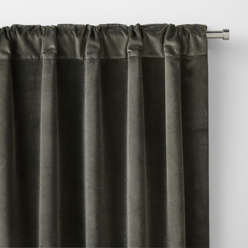 Ficus Green Cotton Velvet Window Curtain Panel 48"x84" - Image 3