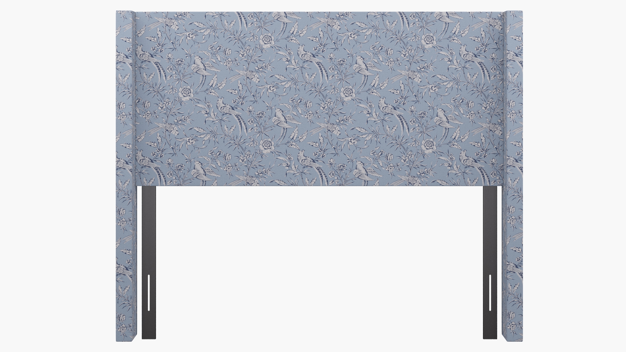 Modern Wingback Headboard, Blue Aviary, Queen - Image 1