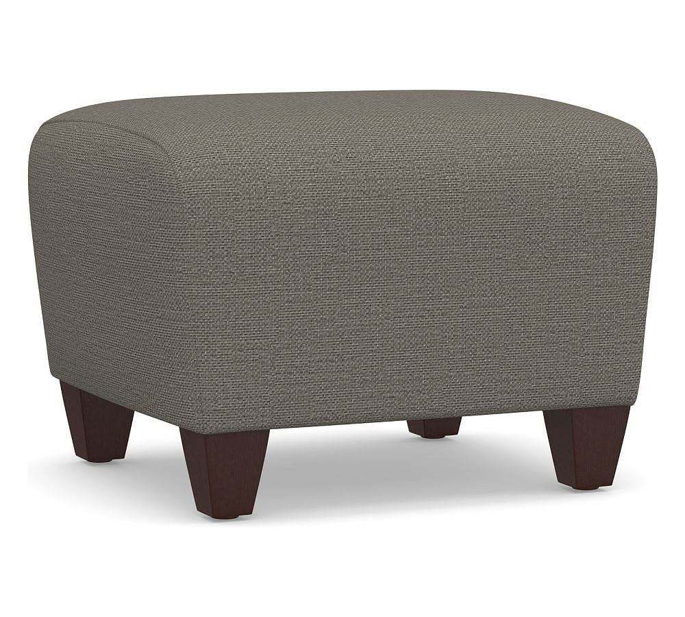 Manhattan Square Arm Upholstered Ottoman, Polyester Wrapped Cushions, Chunky Basketweave Metal - Image 0
