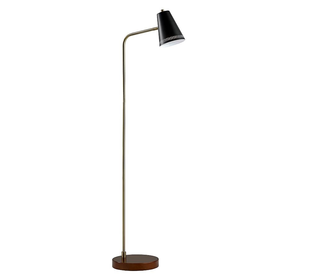 Weatherford Wood Floor Lamp, Black &amp; Brass - Image 0