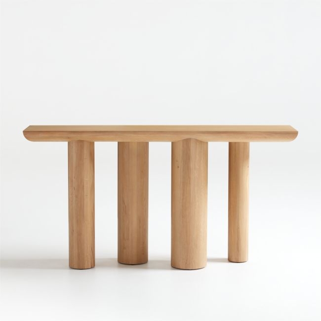 Bomen 66" Asymmetrical Natural Oak Wood Console Table - Image 0