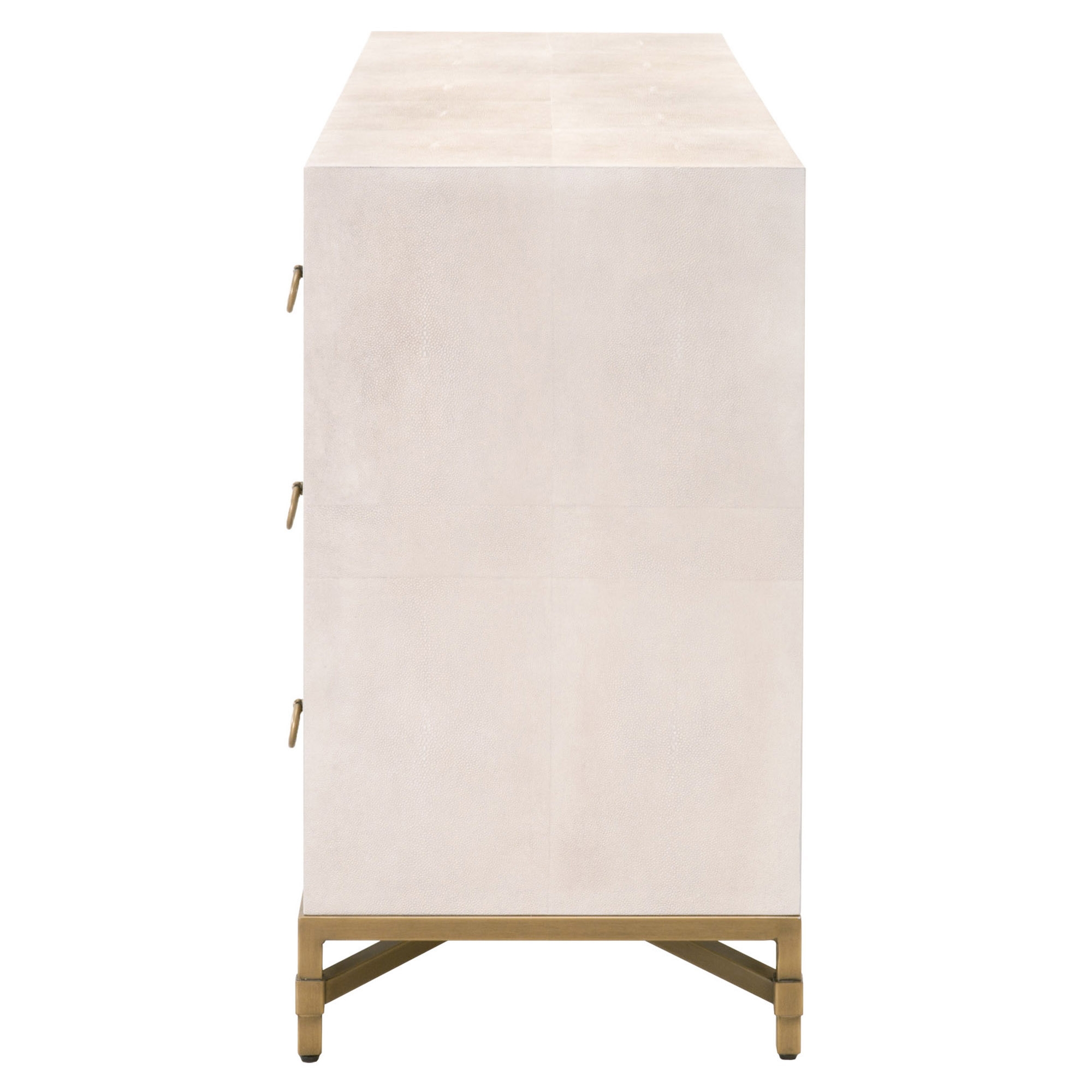 Colette Shagreen 6-Drawer Double Dresser, White & Gold - Image 5