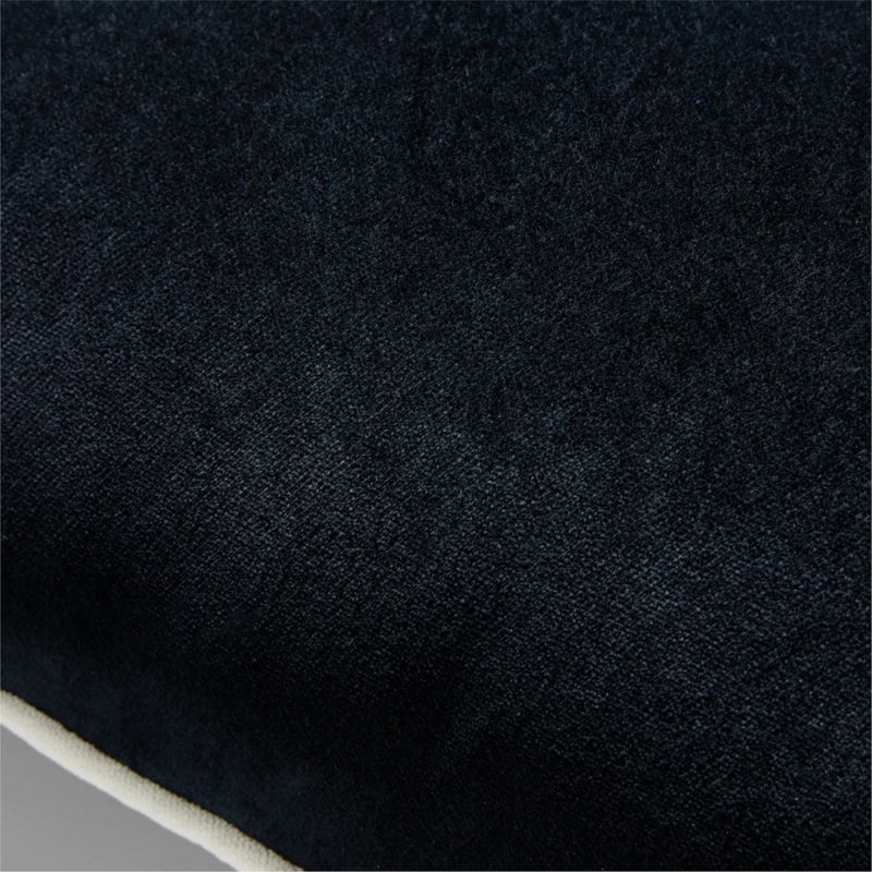Bronte Black Velvet Outdoor Throw Pillow 20"x12" - Image 1