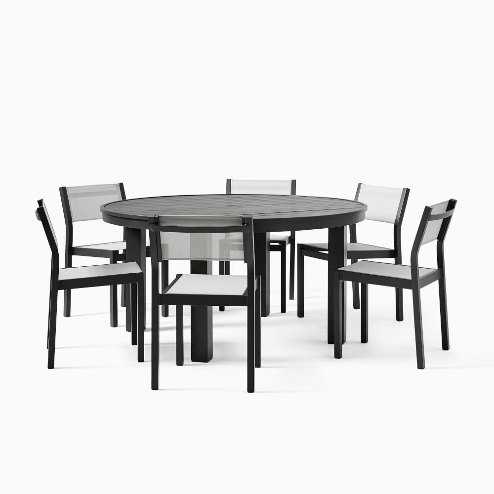 Portside Aluminum Outdoor 58.5 in Round Dining Table, Dark Bronze - Image 0